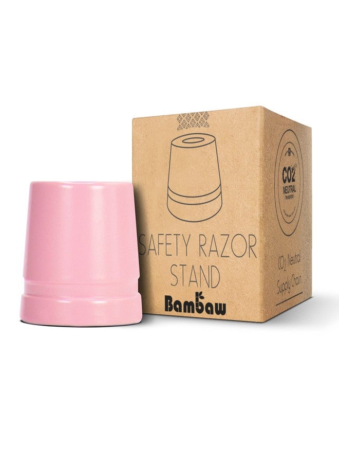 Bambaw Pink Safety Razor Stand | Razor Holder Stand | Shaver Holder Stand does not fit all Safety Razors | Double Edge Razor Stand | Straight Razor Stand | Razor Holders | Single Razor Stand - Image 1